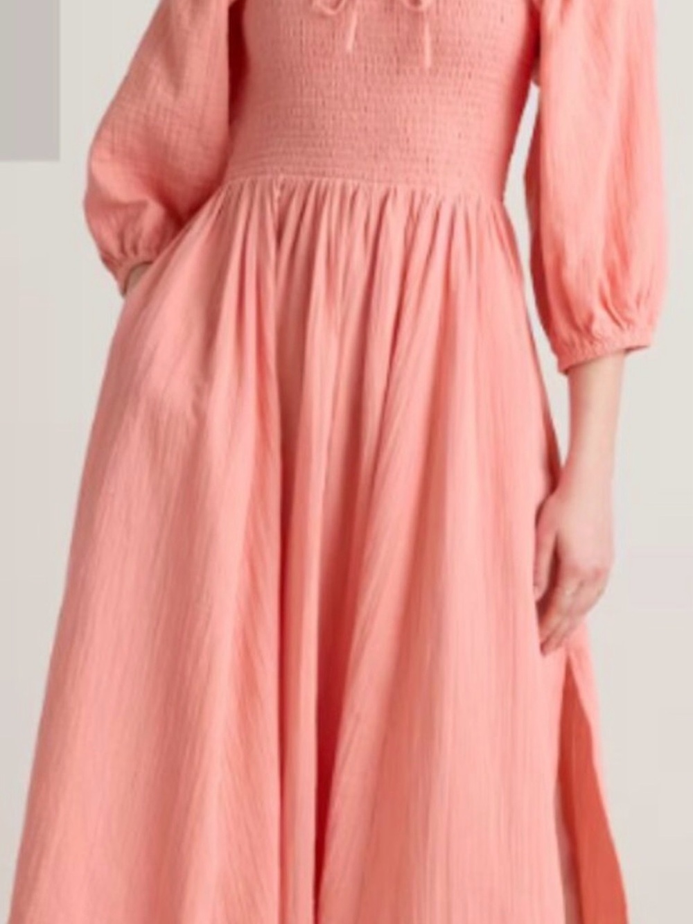 Quince Smocked Maxi Dress in Coral M - Picture 5 of 5
